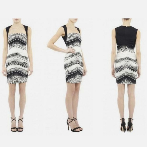 Nicole Miller Artelier Chevron Black and White Batik print Dress Size 12 Party - Picture 1 of 12